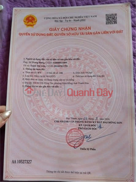 HOT HOT – OWNER NEEDS TO SELL LAND PLOT No. 03\\/108 Dong Tac (Ket Street),Dong Tho Ward, Thanh Hoa City, Thanh Hoa Province Sales Listings