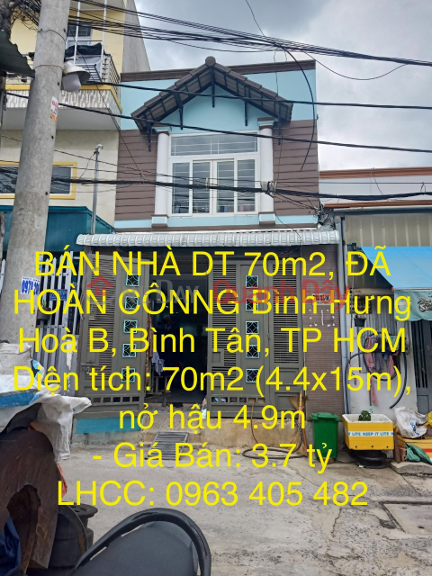 HOUSE FOR SALE 70m2, COMPLETED CONSTRUCTION IN Binh Hung Hoa B, Binh Tan District, HCMC _0