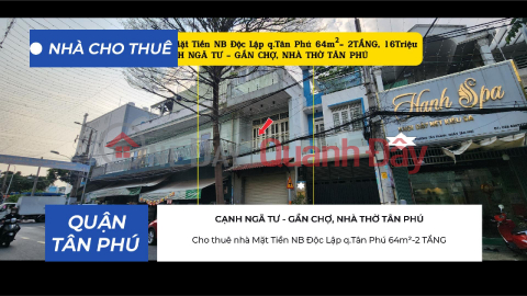 House for rent, main street frontage, Doc Lap Street, Tan Phu District, 64m² - 2 floors, 16 million VND - near the intersection. _0