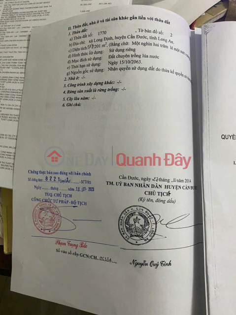 LAND FOR SALE: AREA 1201M2 (300M2 RESIDENTIAL LAND),FRONTAGE 16.5M, TITLE DEED AVAILABLE, LOCATED ON DT830 ROAD, CAN DUOC DISTRICT, LONG AN PROVINCE _0