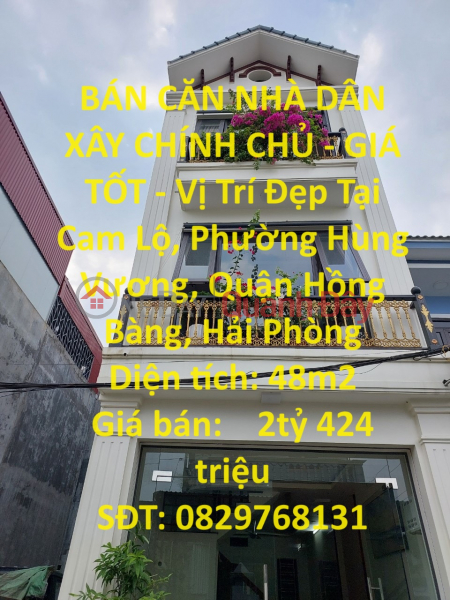 BÁN CĂN NHÀ DÂN XÂY CHÍNH CHỦ - GIÁ TỐT - Vị Trí Đẹp Tại Hồng Bàng, Hải Phòng Niêm yết bán