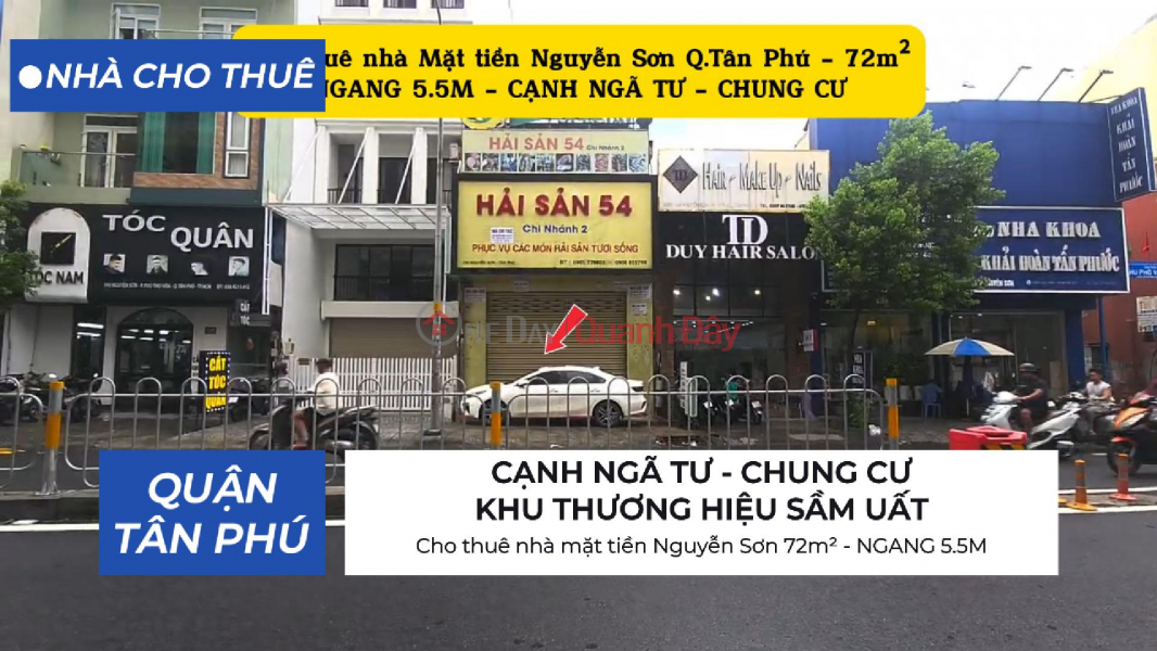 Cho thuê nhà mặt tiền Nguyễn Sơn 72m² - CẠNH NGÃ TƯ - CHUNG CƯ Niêm yết cho thuê