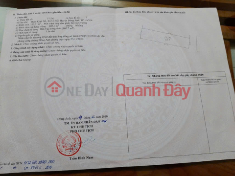 BÁN ĐẤT 105.7M2 KÍNH NỖ UY NỖ ĐÔNG ANH - THÔNG Ô TÔ 7 CHỖ - GIÁ 6X _0