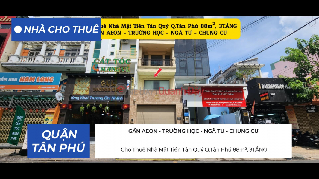 House for Rent on Tan Quy Street, Tan Phu District, 88m², 3 Floors, Near AEON Mall and Apartments Rental Listings