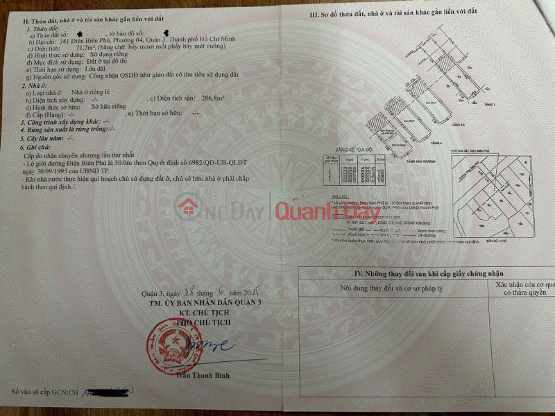 Property Search Vietnam | OneDay | Residential Sales Listings Owner Sells Frontage of Dien Bien Phu, Ward 4, District 3. Area (5.6 x 18.5m),Price Only 38 Billion. Contact: