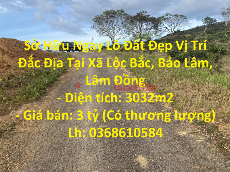 Sở Hữu Ngay Lô Đất Đẹp Vị Trí Đắc Địa Tại Xã Lộc Bắc, Bảo Lâm, Lâm Đồng Niêm yết bán