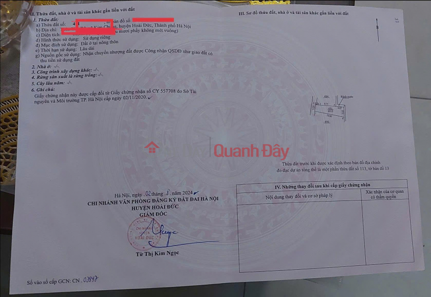 B-Á-N ĐẤT CHÍNH CHỦ TẠI XÃ KIM KIM CHUNG- HOÀI ĐỨC, OTO CON QUA NHÀ, NGÕ THÔNG, LH 0988 182 160 Niêm yết bán