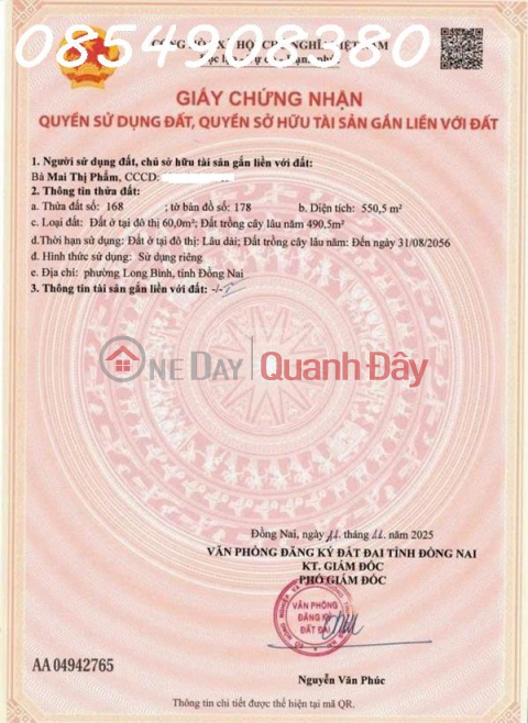 Chính chủ cần bán đất sổ riêng Phường Hố Nai, Biên Hòa, Đồng Nai, DT 560m2, giá 5,9 tỷ _0