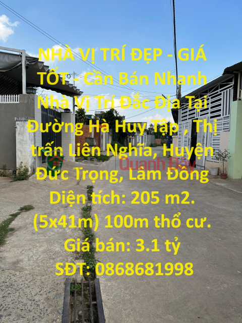 BEAUTIFUL LOCATION HOUSE - GOOD PRICE - For Quick Sale House Prime Location In Lien Nghia Town, Duc Trong _0