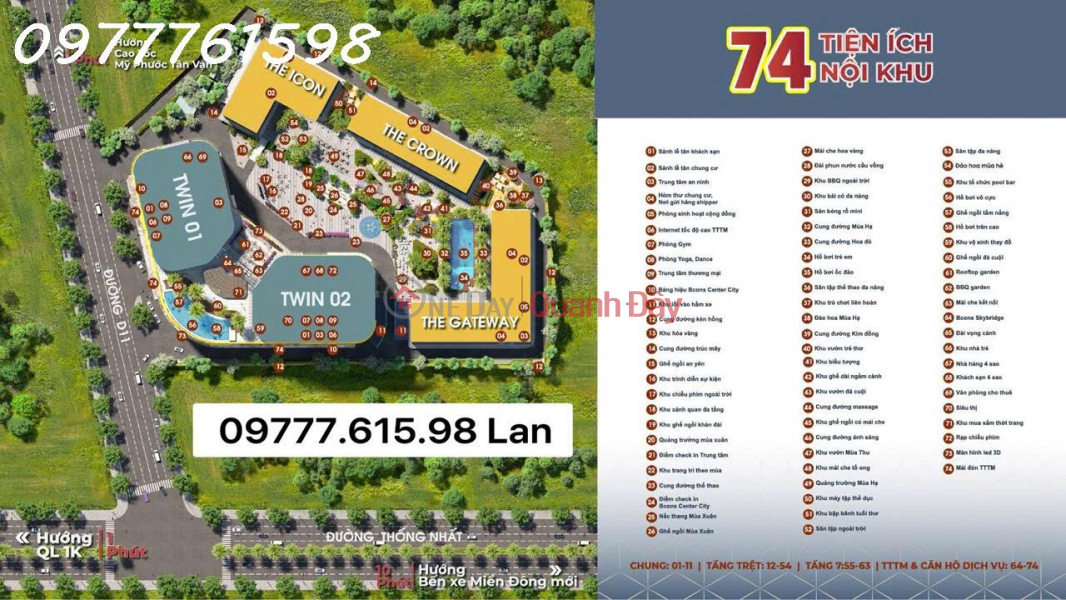 Apartment for sale at Bcons Center City, adjacent to the Metro station, right next to the National University Village of Ho Chi Minh City. | Vietnam | Sales, đ 3.05 Billion