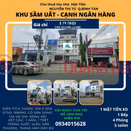 CỰC HIẾM- Cho thuê Tòa nhà mặt tiền Nguyễn Thị Tú 240m2, 4Lầu+ST-THANG MÁY _0