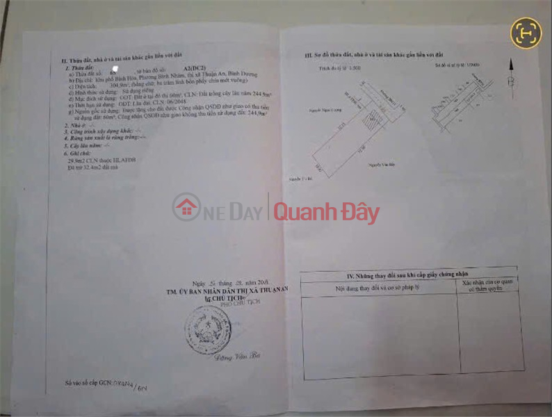 Property Search Vietnam | OneDay | Nhà ở Niêm yết bán | BÁN GẤP Lô Đất Khu Phố Bình Hòa, Phường Bình Nhâm, TX Thuận An, Bình Dương – GIÁ TỐT