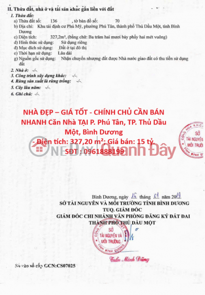 NHÀ ĐẸP – GIÁ TỐT - CHÍNH CHỦ CẦN BÁN NHANH Căn Nhà TẠI P. Phú Tân, TP. Thủ Dầu Một, Bình Dương Niêm yết bán