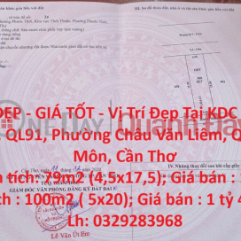 ĐẤT ĐẸP - GIÁ TỐT - Vị Trí Đẹp Tại KDC Phước Thới nằm trên QL91, Cần Thơ _0