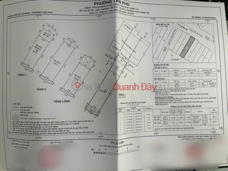 Property Search Vietnam | OneDay | Residential Sales Listings | House for sale on Trinh Dinh Trong street, Tan Phu district, 3 floors, price 12.9 billion VND.