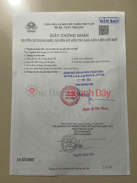 PRIME LAND FOR SALE AT A GOOD PRICE in Phu Cuong Hamlet, Ham Kiem Commune, Ham Thuan Nam District, Binh Thuan Province _0