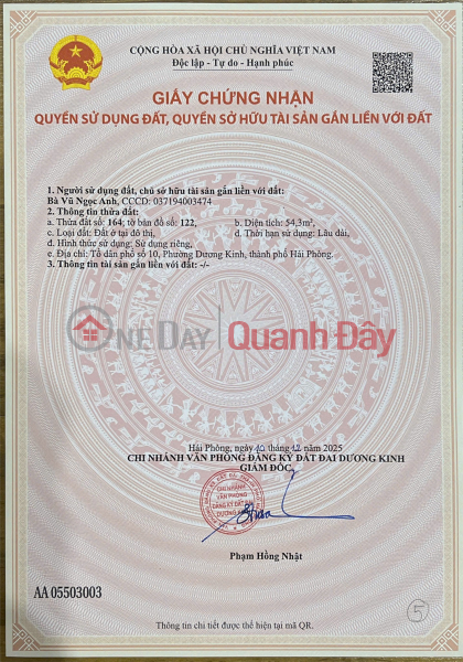 Corner plot in Hoa Nghia - Duong Kinh area, accessible by car. Price around 1.x billion VND. Rare property in a residential area. ZALO 0567 222 555 Vietnam, Sales | đ 1.54 Billion