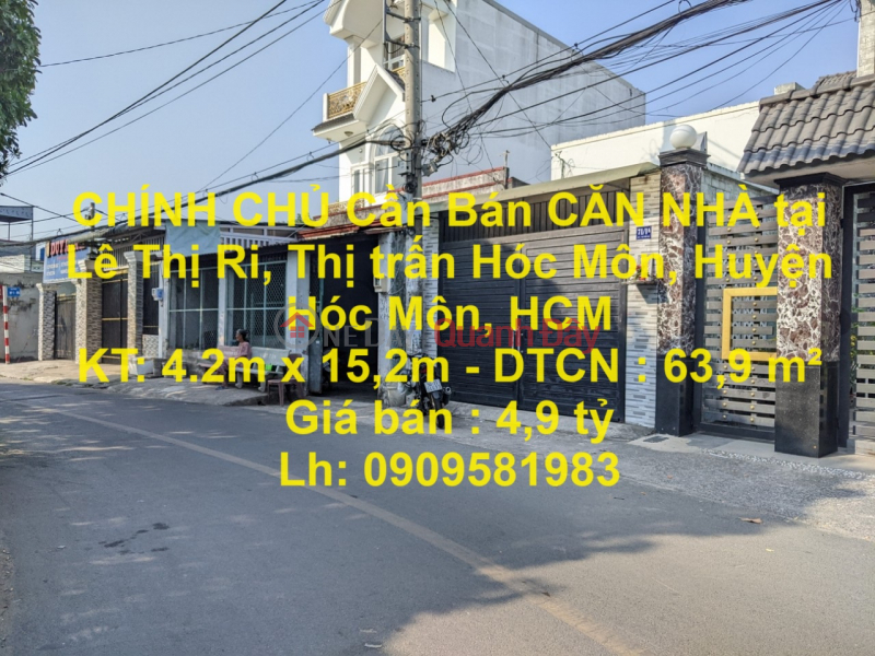 CHÍNH CHỦ Cần Bán CĂN NHÀ tại Lê Thị Ri, Thị trấn Hóc Môn, Huyện Hóc Môn, HCM Niêm yết bán