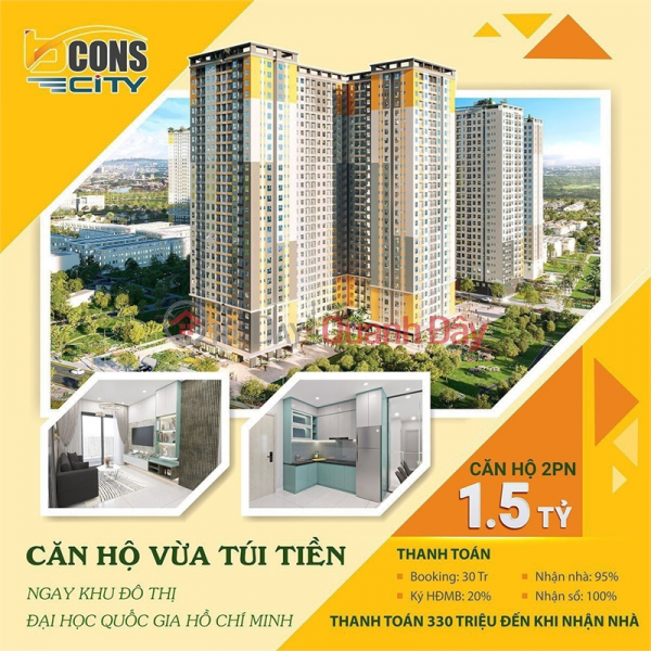 Căn hộ cách chợ Thủ Đức chỉ 3km - Chỉ 1,5 Tỷ/Căn 0938441311 Niêm yết bán