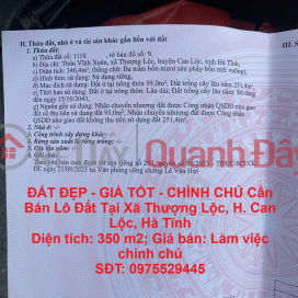 BEAUTIFUL LAND - GOOD PRICE - OWNER Sells Land Lot In Thuong Loc Commune, Can Loc District, Ha Tinh _0