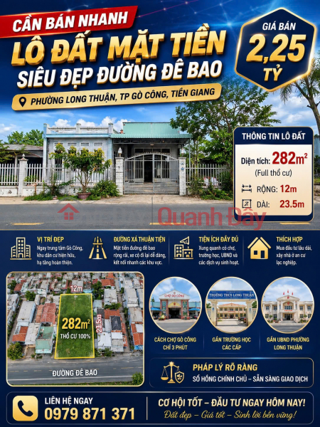 Property Search Vietnam | OneDay | Nhà ở Niêm yết bán | Siêu phẩm đất mặt tiền 835B, xã Phước Lý, Cần Giuộc, Long An, DT 270m2, giá đầu tư