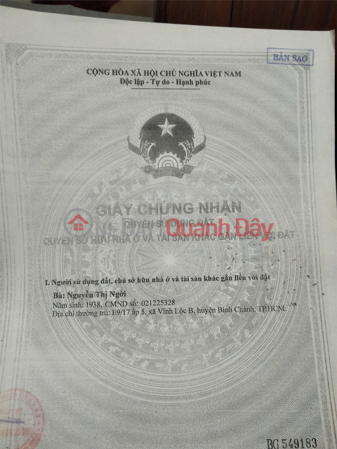 ĐẤT CHÍNH CHỦ GIÁ TỐT - CHÍNH CHỦ CẦN BÁN NHANH lô đất tại huyện Bình Chánh, TPHCM _0