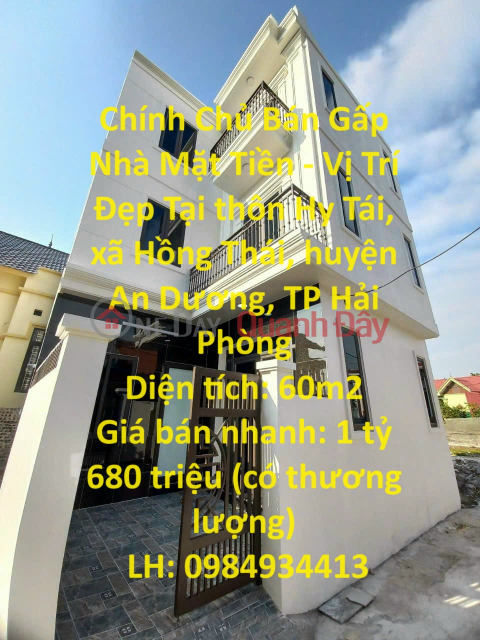 Owner Urgently Sells Front House - Beautiful Location In Hy Tay - Hong Thai - An Duong - Hai Phong City _0