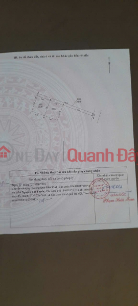 CẦN BÁN 43.8 M2 ĐẤT TRÂU QUỲ - GIA LÂM, GIÁ 5.55 TỶ, LH 0985865658 Niêm yết bán