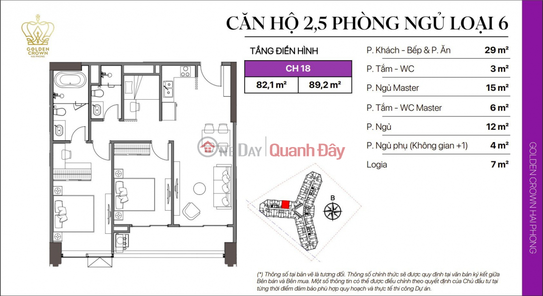 Chinh Phục Đỉnh Cao Cuộc Sống Cùng Căn Hộ 2,5PN Tại Golden Crown Hải Phòng – Sở Hữu Ngay, Nhận Ưu Đãi Cực Sốc! Niêm yết bán