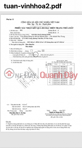 Property Search Vietnam | OneDay | Residential, Sales Listings | OWNER NEEDS TO RELEASE A 2-FRONT LOT OF LAND URGENTLY IN HOA TRUNG VINH HOA NHA TRANG