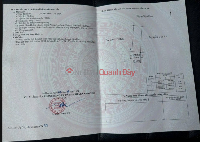 đ 1,66 tỷ Chính chủ bán lô đất 60m2 tại Hoàng Lâu, Hồng Phong, An Dương, Hải Phòng - Giá 1,66 tỷ