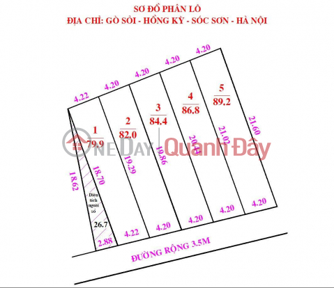 Only 300m from National Highway 3. Selling immediately 86.6m in Go Soi - Hong Ky - Soc Son - Hanoi. Price a few hundred _0