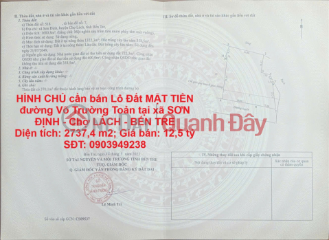 OWNER needs to sell a plot of land FRONTING Vo Truong Toan street in SON DINH commune - Cho LACH - BEN TRE _0