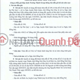 Ngân Hàng BIDV Bán đấu Giá Công Khai Lô Đất Tại Xã Bình An, Long Thành, Đồng Nai _0