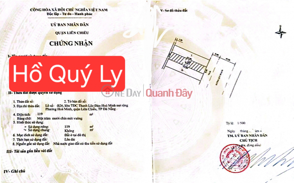 Property Search Vietnam | OneDay | Nhà ở | Niêm yết bán Bán đất đường 10.5m Hồ Quý Ly - Đối diện trường học C2