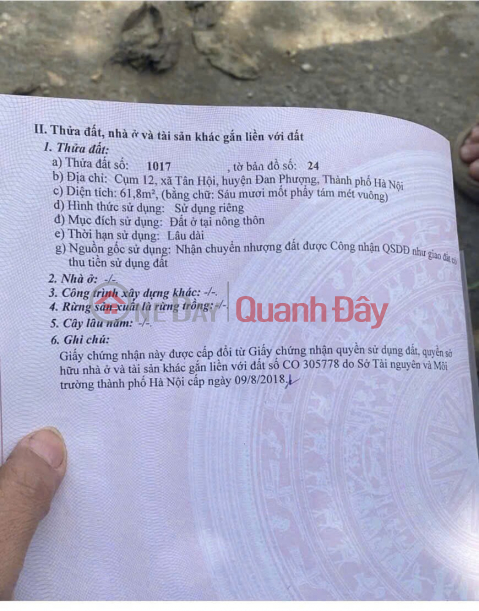 ĐẤT ĐẸP - GIÁ TỐT - Bán Đất Tặng Nhà Vị Trí Đắc Địa Tại Tân Hội, Đan Phượng, thành phố Hà Nội _0