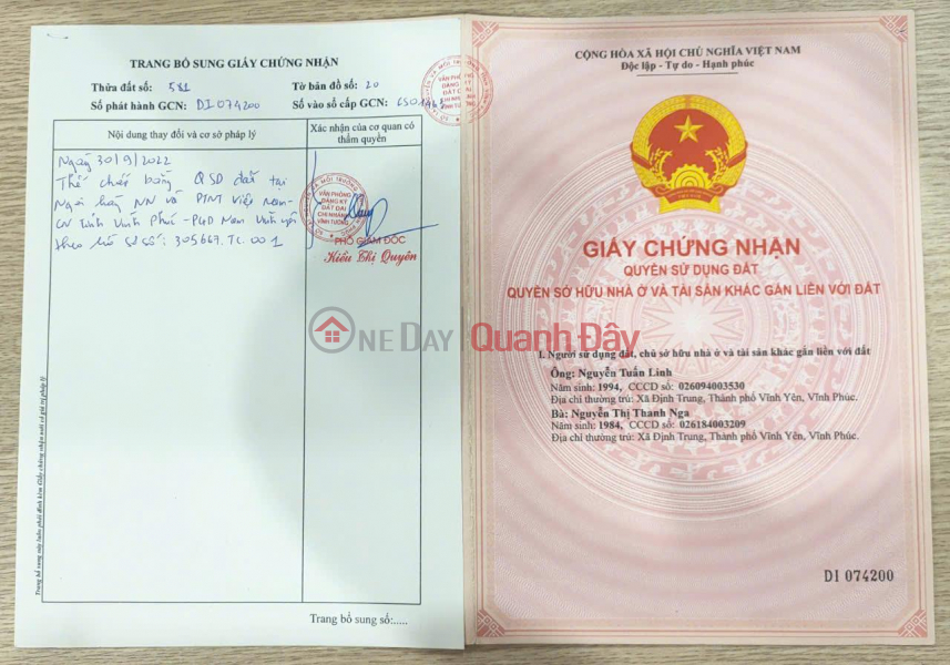 CHÍNH CHỦ Cần Bán Nhanh Đất Tại Thôn Phù Lập - Thị Trấn Vĩnh Tường - Tỉnh Vĩnh Phúc Niêm yết bán