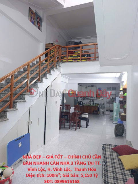 BEAUTIFUL HOUSE – GREAT PRICE – OWNER NEEDS TO SELL QUICKLY: 3-STORY HOUSE IN VINH LOC TOWN, VINH LOC DISTRICT, THANH HOA PROVINCE _0