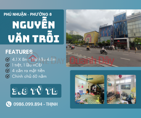 House for sale in Phu Nhuan, 4.1x8, expanding at the back, Nguyen Van Troi, 2 floors, no road boundary _0