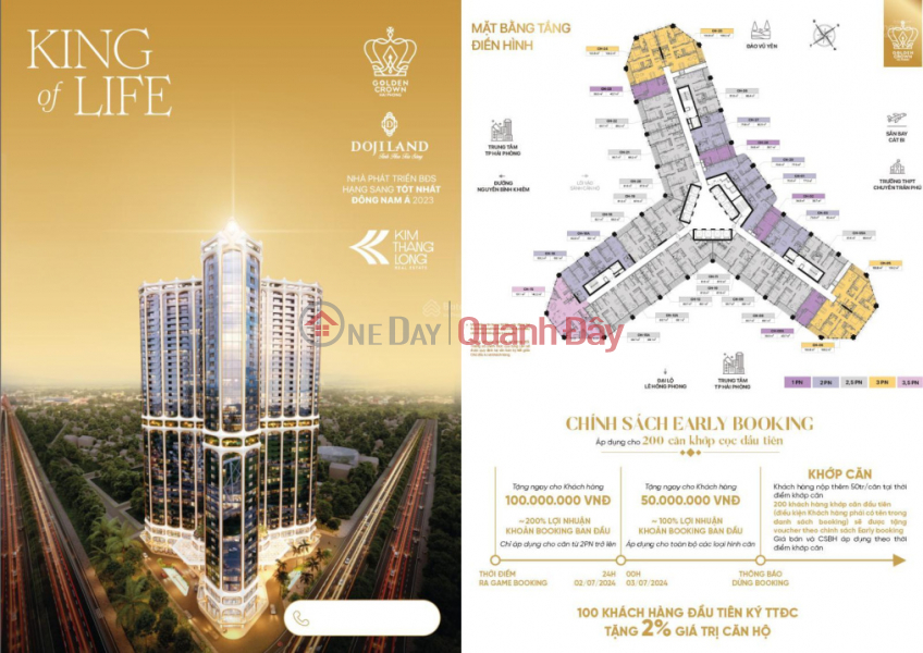 Nhận Booking. Quỹ căn vị trí siêu đẹp, giá hấp dẫn tại biểu tượng Golden Crown Hải Phòng Niêm yết bán