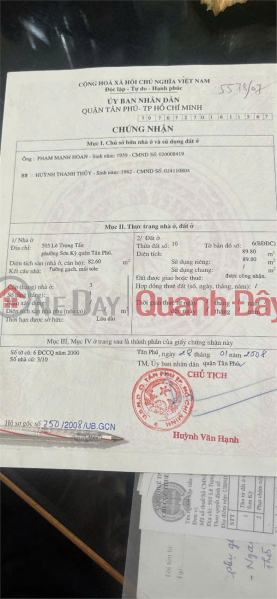 Property Search Vietnam | OneDay | Nhà ở, Niêm yết bán HOT – CHÍNH CHỦ CẦN BÁN NHÀ MẶT TIỀN LÊ TRỌNG TẤN phường Tây Thạnh, Quận Tân Phú, HCM