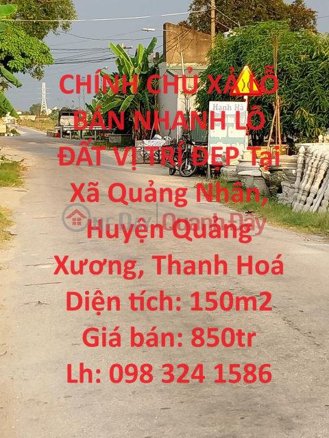 CHÍNH CHỦ XẢ LỖ BÁN NHANH LÔ ĐẤT VỊ TRÍ ĐẸP Tại Quảng Xương, Thanh Hoá _0