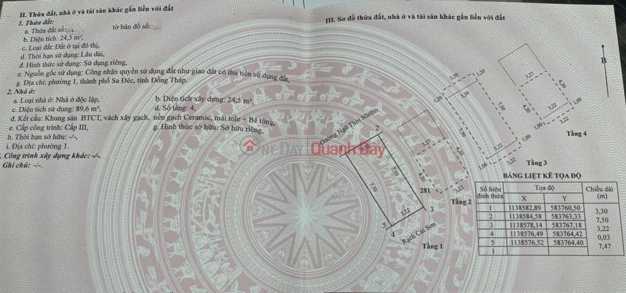 Property Search Vietnam | OneDay | Nhà ở | Niêm yết bán | Nhà phố 4 tầng Sổ hồng P1 Sa Đéc Ngô Thời Nhiệm, 25m2, 2PN. Giá 2 tỷ.