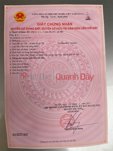 Property Search Vietnam | OneDay | Nhà ở | Niêm yết bán ĐẤT ĐẸP - GIÁ TỐT - Bán Nhanh Lô Đất Full thổ cư tại huyện Sóc Sơn, Hà Nội