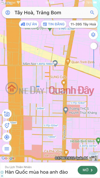 Property Search Vietnam | OneDay | Nhà ở, Niêm yết bán ĐẤT CHÍNH CHỦ - THỔ CƯ 100% Tại Xã Tây Hòa, Huyện Trảng Bom - Đồng Nai