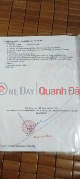 đ 4,91 tỷ, Bán đất thôn Tây, Vĩnh Phương, Nha Trang, Khánh Hòa - Mặt tiền thôn Trung, gần chợ Vĩnh Phương