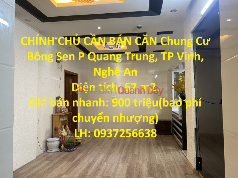 CHÍNH CHỦ CẦN BÁN CĂN Chung Cư Bông Sen TP Vinh - Nghệ An Niêm yết bán