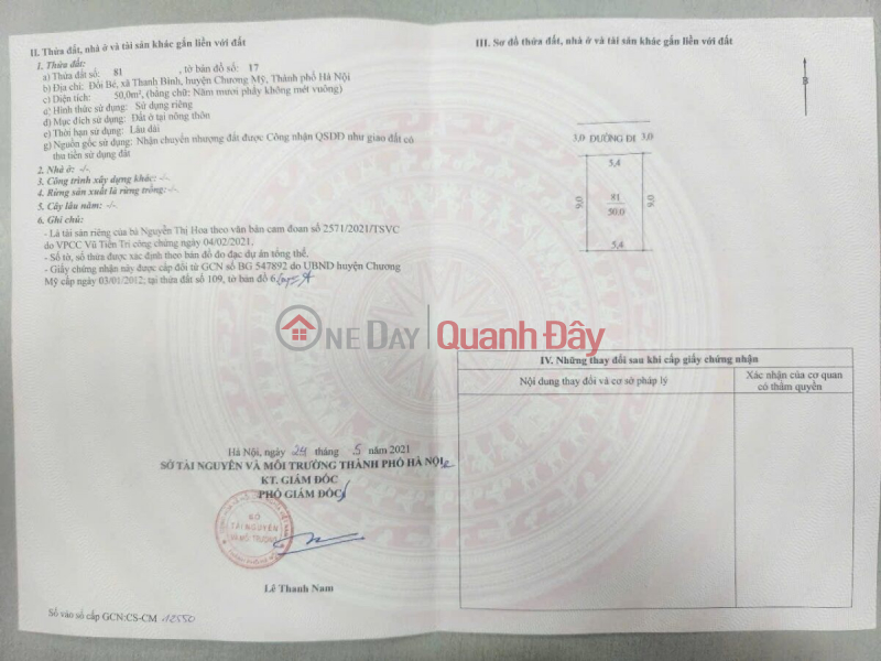 Property Search Vietnam | OneDay | Nhà ở, Niêm yết bán | CHÍNH CHỦ CẦN BÁN LÔ ĐẤT 50M TẠI THANH BÌNH-CHƯƠNG MỸ-HÀ NỘI