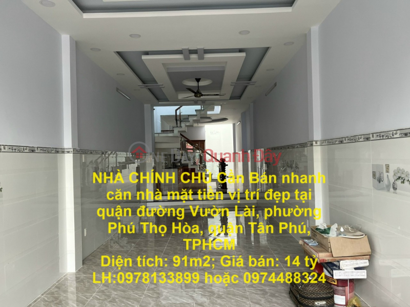 NHÀ CHÍNH CHỦ Cần Bán nhanh căn nhà mặt tiền vị trí đẹp tại quận Tân Phú, TPHCM Niêm yết bán