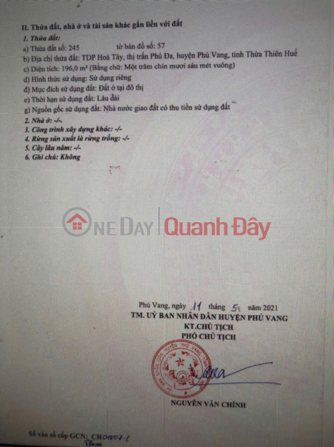 ĐẤT ĐẸP - GIÁ ĐẦU TƯ- CẦN BÁN LÔ ĐẤT KQH Hòa Tây Tại Phú Vang,TP.Huế, Thừa Thiên Huế _0